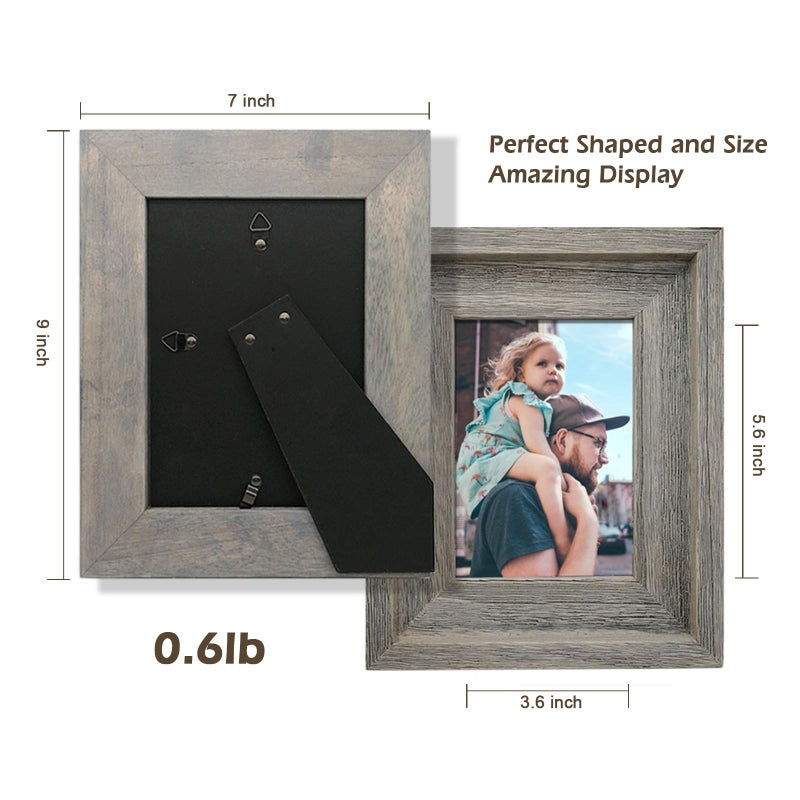 Eosglac 4x6 Rustic Picture Frame, Farmhouse Photo Frame for Wall and Tabletop Display, Weathered Gray - Image 5